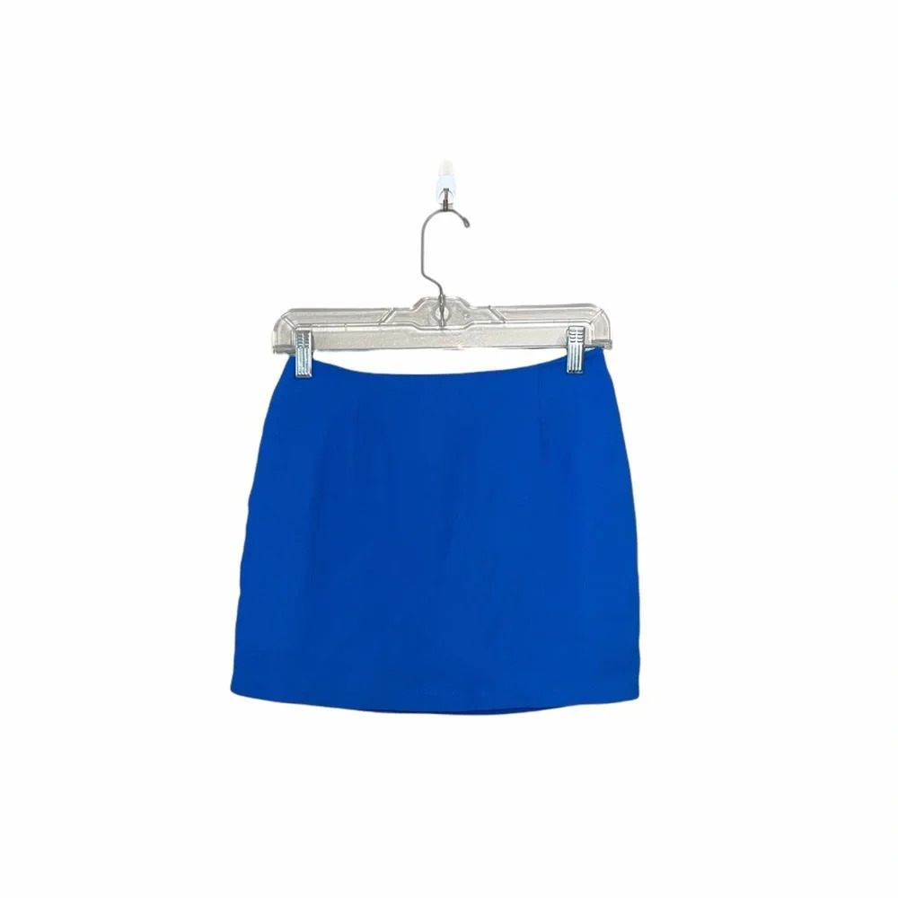 Page Neon Blue Lined Zip Back Mini Skirt Small Women’s